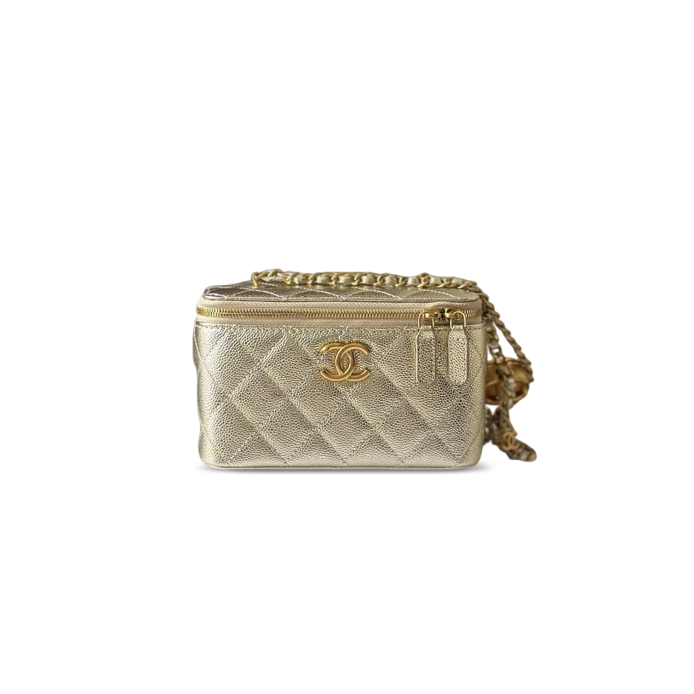Ch**el master small classic vanity case metallic caviar a66071 (17*9.5*8cm)